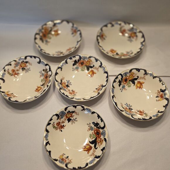 Antique (1896-1920) John Maddock & Sons Royal Ivory Gladstone 6 Berry Bowls - Picture 2 of 16